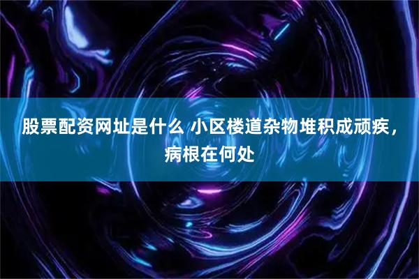 股票配资网址是什么 小区楼道杂物堆积成顽疾，病根在何处